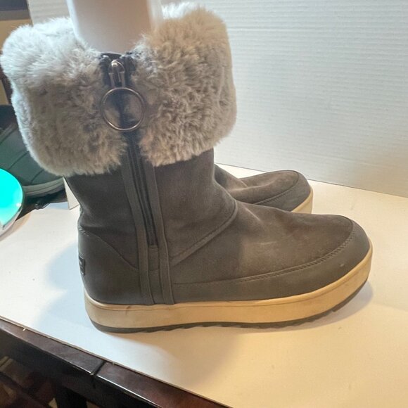 Koolaburra By UGG Womens Gray Faux Fur-Lined Suede Winter Boots with Side Zipper - Picture 12 of 15